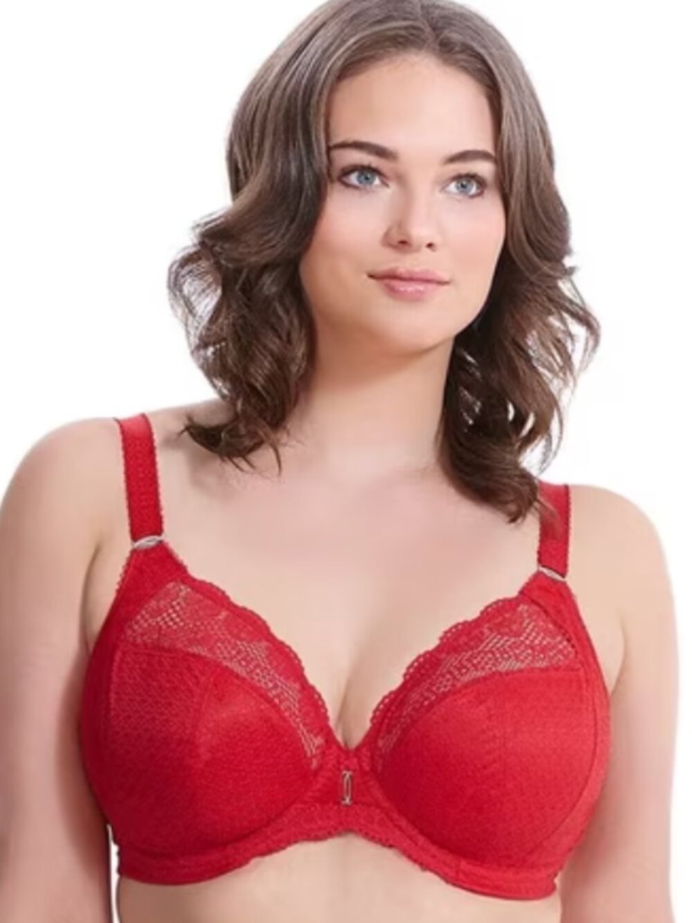 Elomi EL4010 Carmen Underwire Plunge Stretch Red Lace Bra Red 40DDD